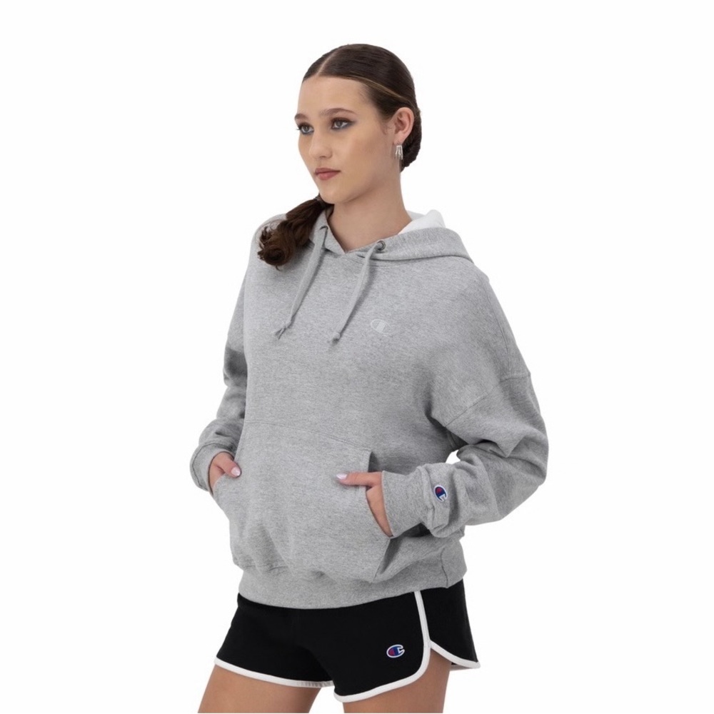 Champion gray powerblend fleece hoodie embroidered C logo size 1X /XL